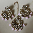 Sai Fashion Premium Kundan Stone And Pearl Earrings With Maangtikka