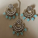 Sai Fashion Premium Kundan Stone And Pearl Earrings With Maangtikka
