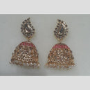 Infinity Jewels Gold Plated Crystal Stone And Meenakari Jhumki Earrings