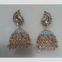 Infinity Jewels Gold Plated Crystal Stone And Meenakari Jhumki Earrings