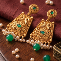Wearhouse Fashion Elegant Pota Stone And Pearl Dangler Earrings