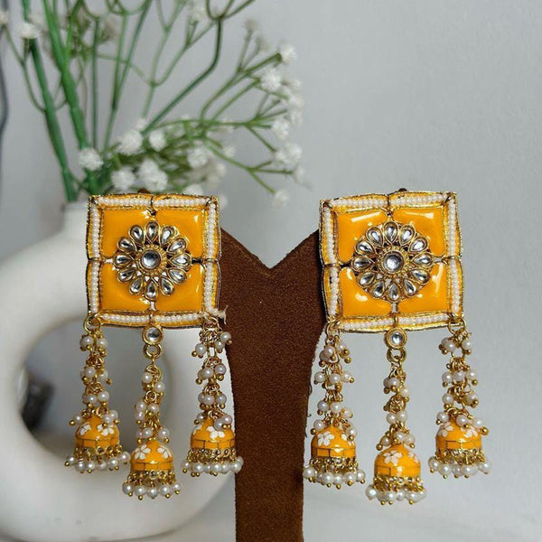 Shagna Gold Plated Meenakari Dangler Earrings