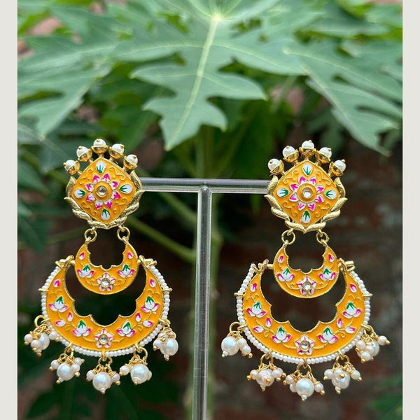 Shagna Gold Plated Meenakari Dangler Earrings