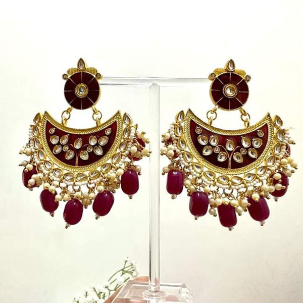 Shagna Gold Plated Meenakari Dangler Earrings