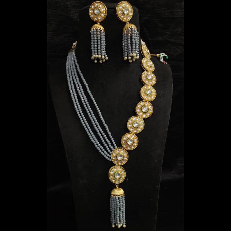 Shagna Gold Plated Kundan And Pearl Long Necklace Set