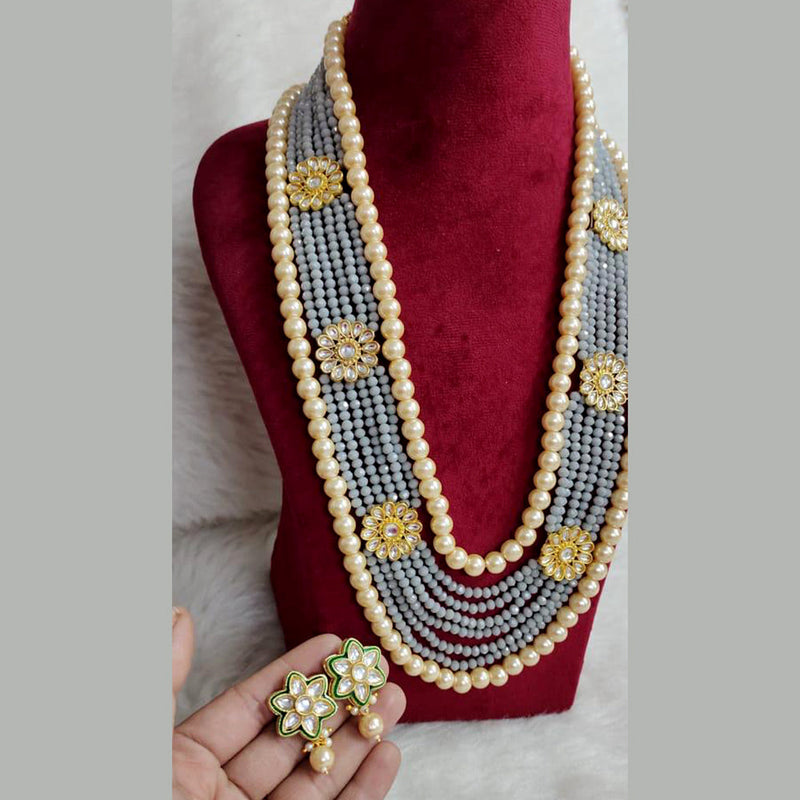 Shagna Gold Plated Kundan And Beads Multi Layer Necklace Set
 Necklace Set