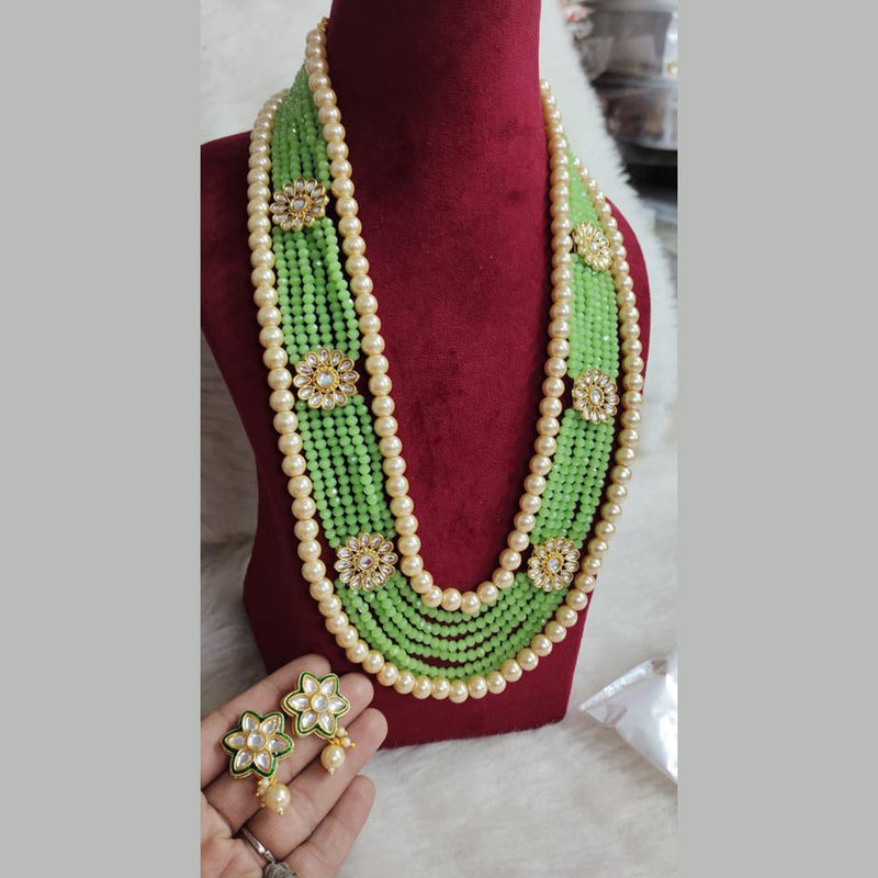 Shagna Gold Plated Kundan And Beads Multi Layer Necklace Set
 Necklace Set