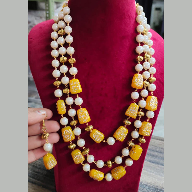 Shagna Gold Plated Beads Long Necklace Set