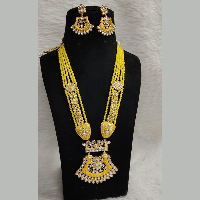 Shagna Gold Plated Kundan And Pearl Long Necklace Set