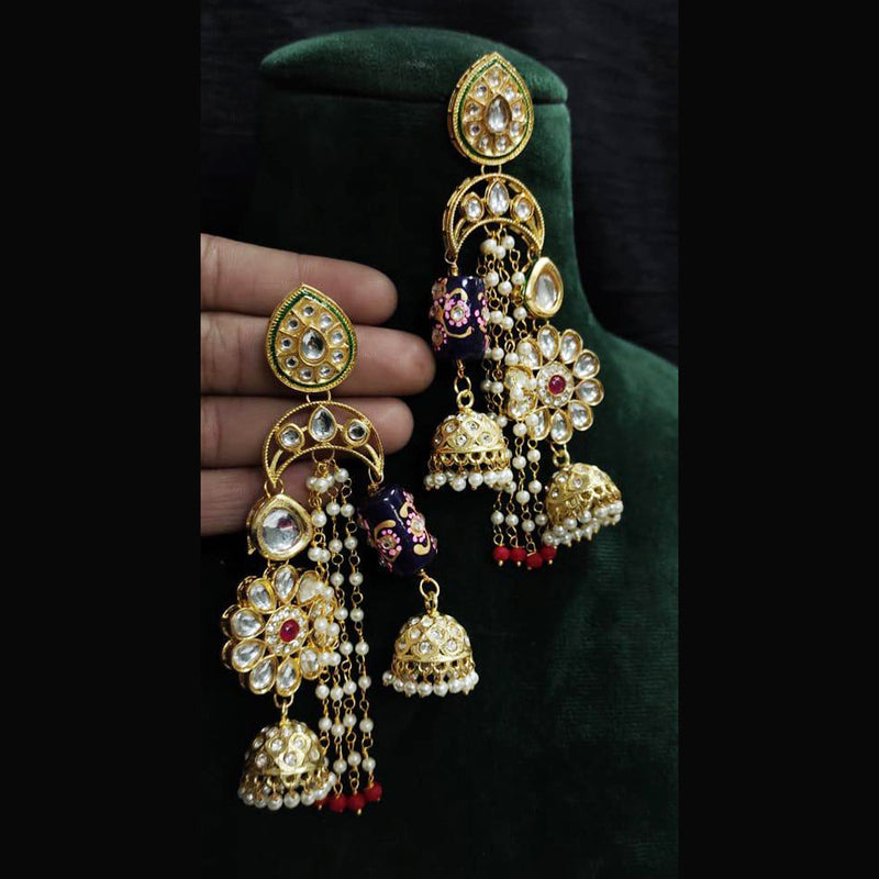 Shagna Gold Plated Kundan Stone Jhumki Earrings