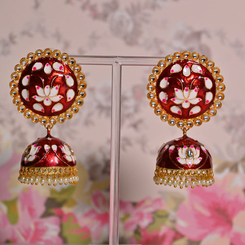 Shagna Gold Plated Meenakari Jhumki Earrings