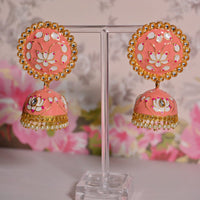 Shagna Gold Plated Meenakari Jhumki Earrings