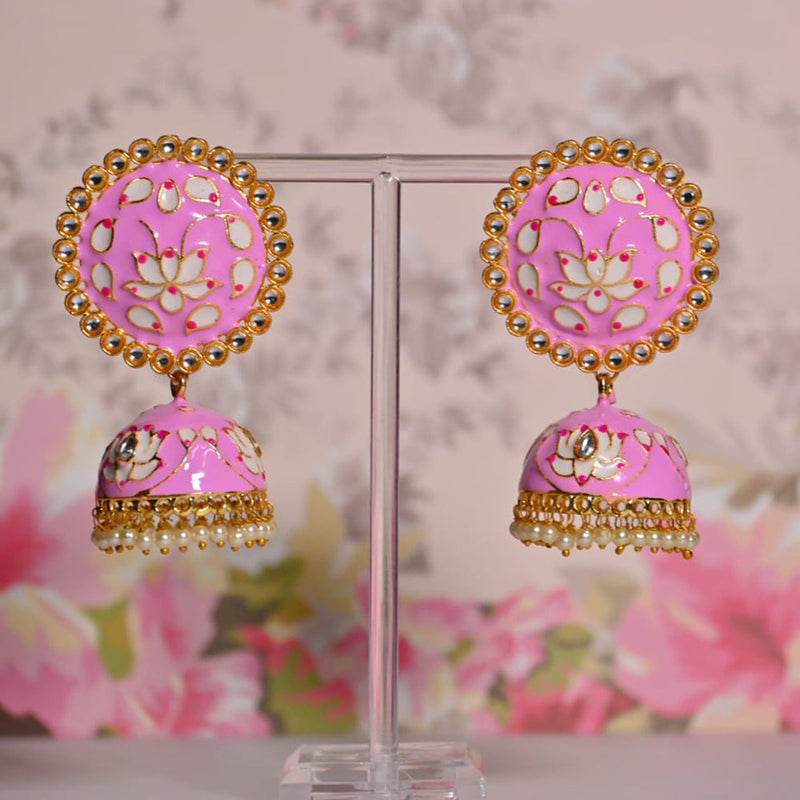 Shagna Gold Plated Meenakari Jhumki Earrings