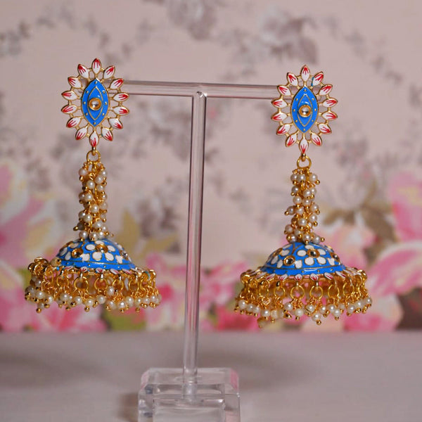 Shagna Gold Plated Meenakari Jhumki Earrings