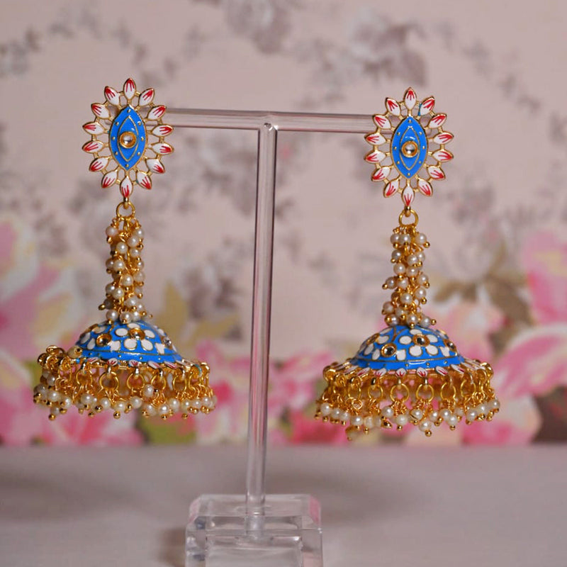 Shagna Gold Plated Meenakari Jhumki Earrings