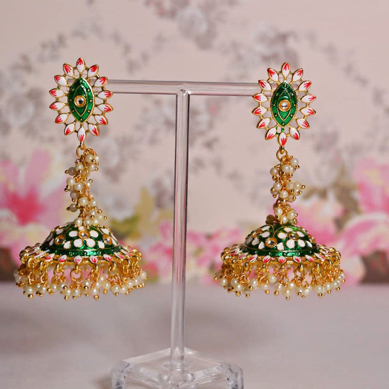 Shagna Gold Plated Meenakari Jhumki Earrings