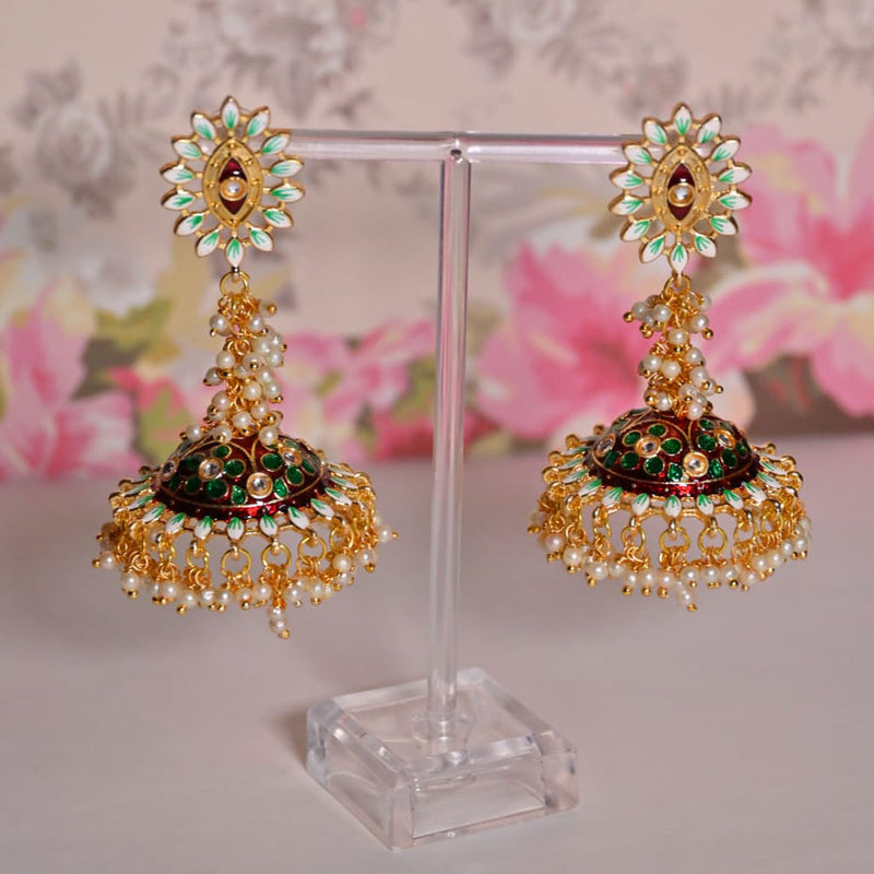 Shagna Gold Plated Meenakari Jhumki Earrings