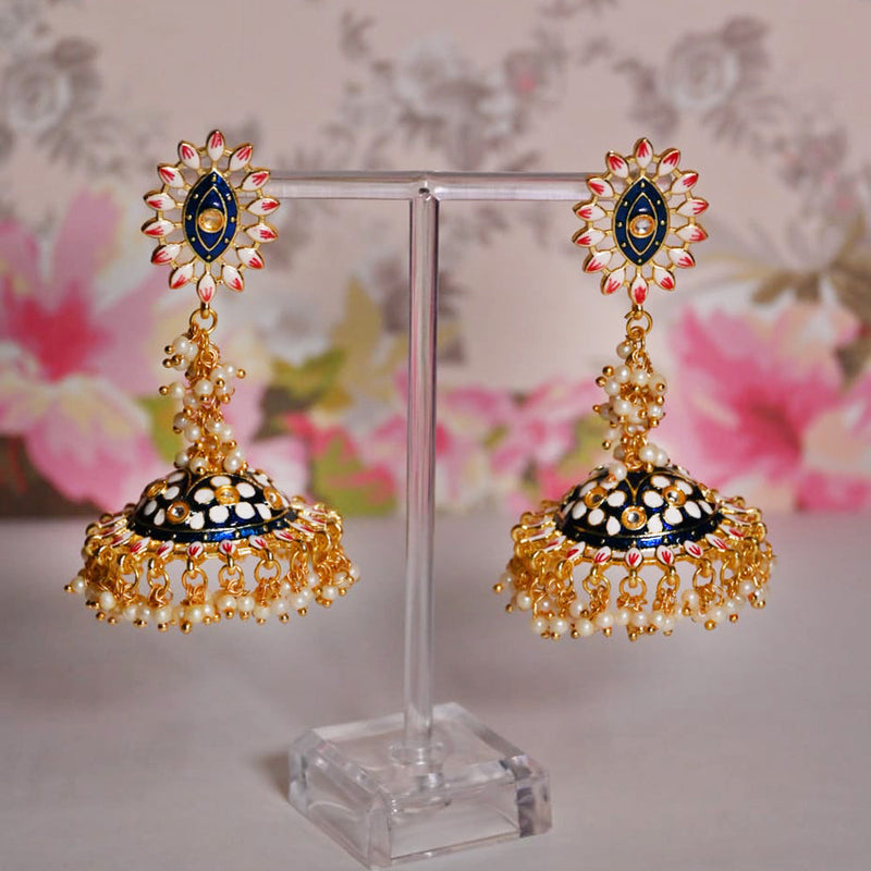 Shagna Gold Plated Meenakari Jhumki Earrings