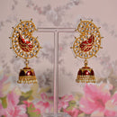 Shagna Gold Plated Kundan Pearl And Meenakari Jhumki Earrings