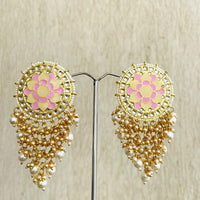 Shagna Gold Plated Kundan And Pearl Dangler Earrings