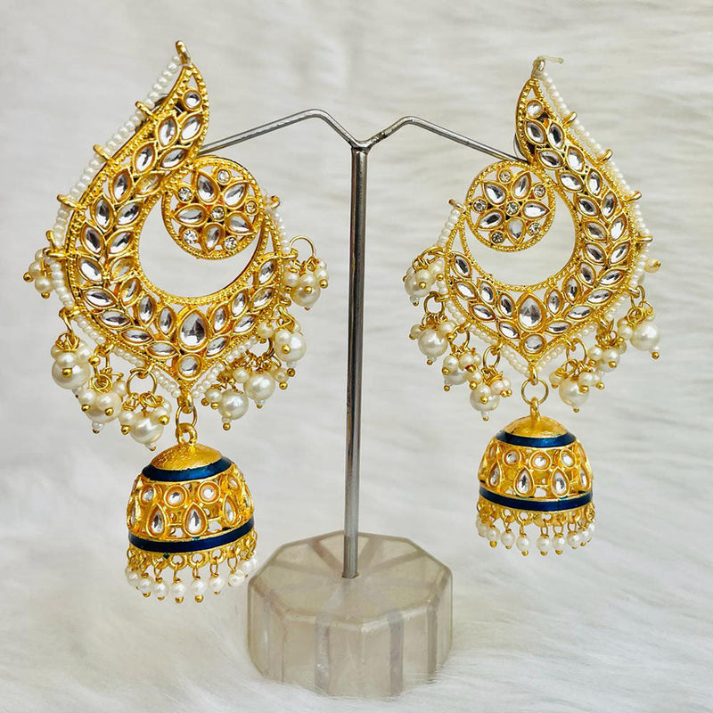 Shagna Gold Plated Kundan And Pearl Jhumki Earrings