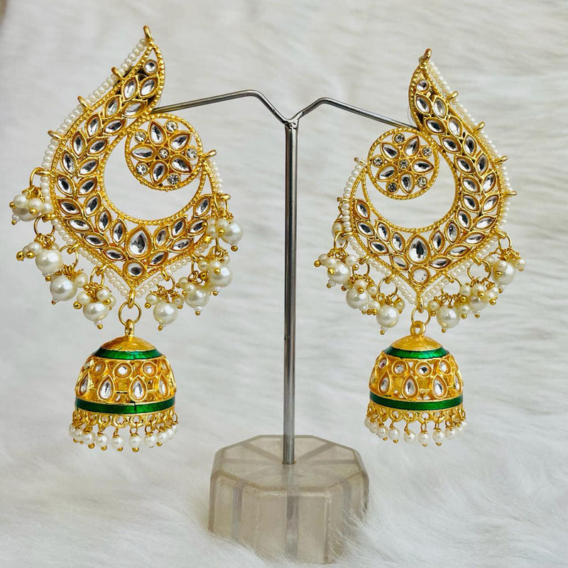 Shagna Gold Plated Kundan And Pearl Jhumki Earrings