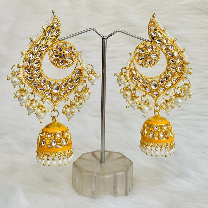 Shagna Gold Plated Kundan And Pearl Jhumki Earrings