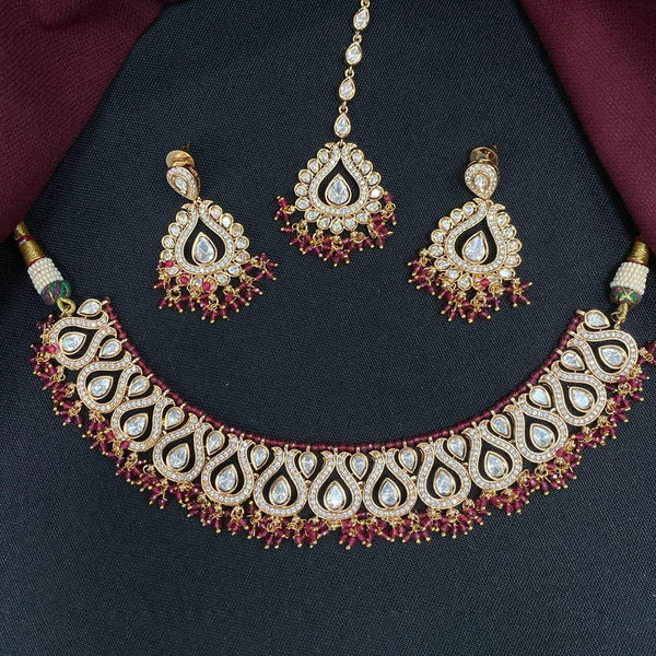 Shagna Gold Plated Kundan And Austrian Stone Necklace Set