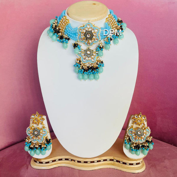 Shagna Gold Plated Kundan And Beads Necklace Set