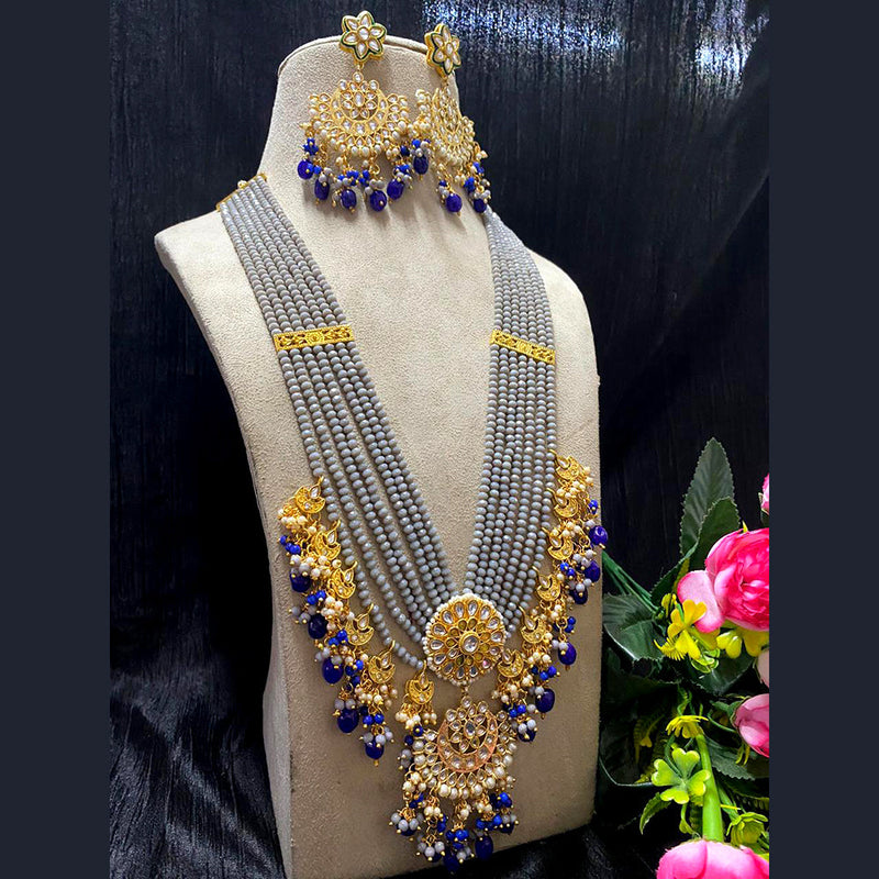 Shagna Gold Plated Kundan And Beads Long Necklace Set