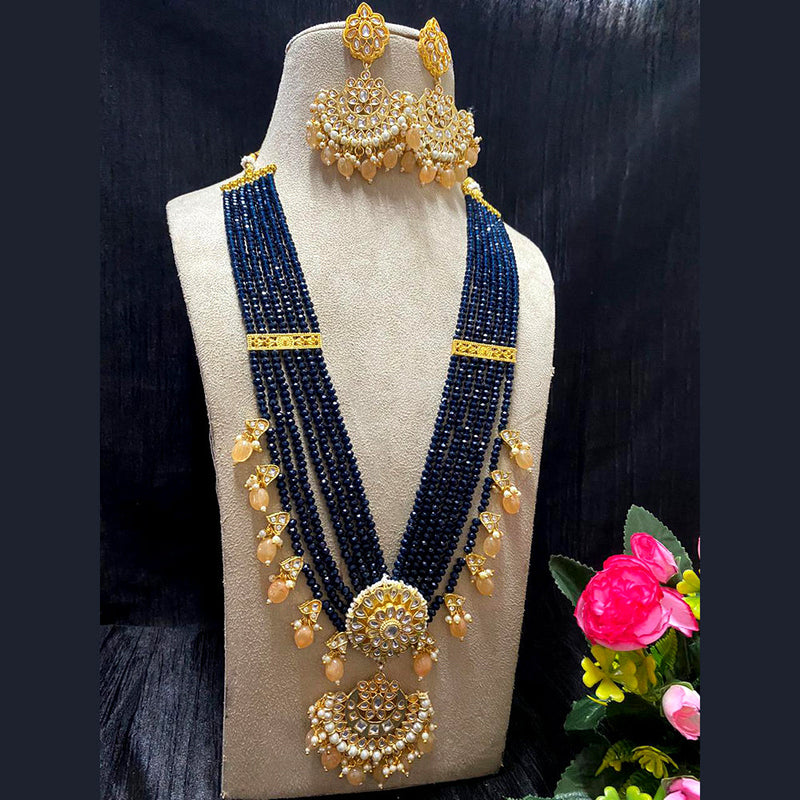 Shagna Gold Plated Kundan And Beads Long Necklace Set