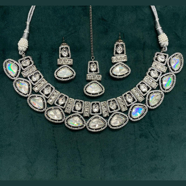 Shagna Silver Plated AD Necklace Set