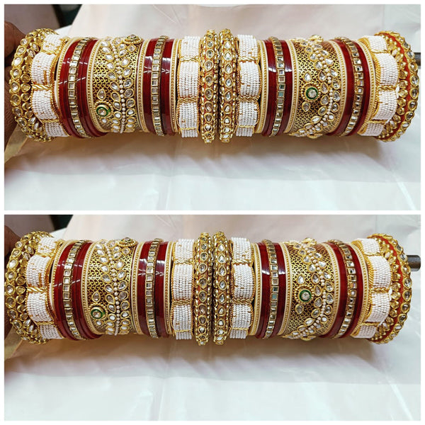 Shagna Gold Plated Kundan And Pearl Bridal Chura