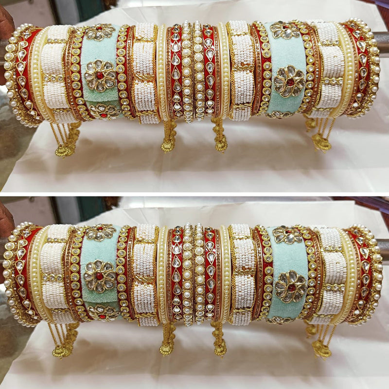 Shagna Gold Plated Kundan And Pearl Bridal Chura