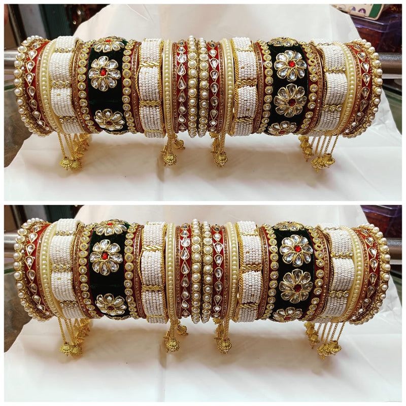 Shagna Gold Plated Kundan And Pearl Bridal Chura