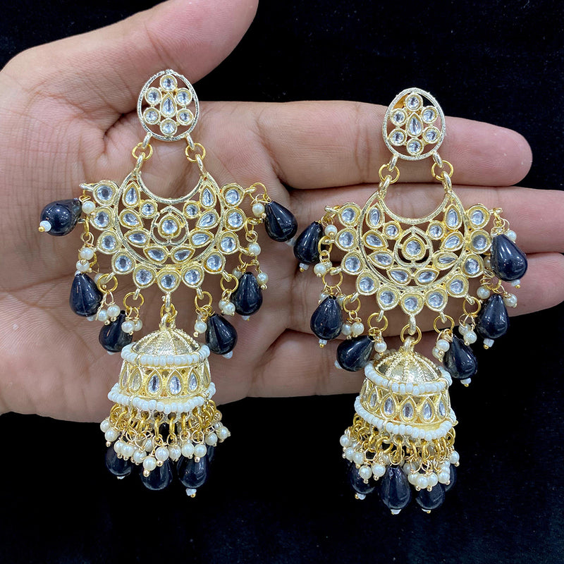 Shagna Gold Plated Kundan Stone Jhumki Earrings