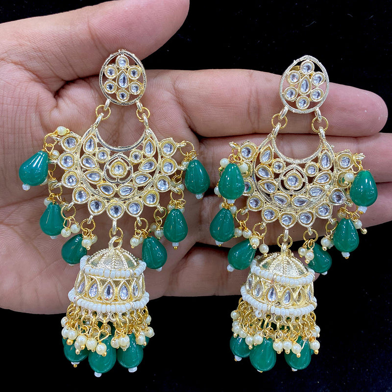 Shagna Gold Plated Kundan Stone Jhumki Earrings