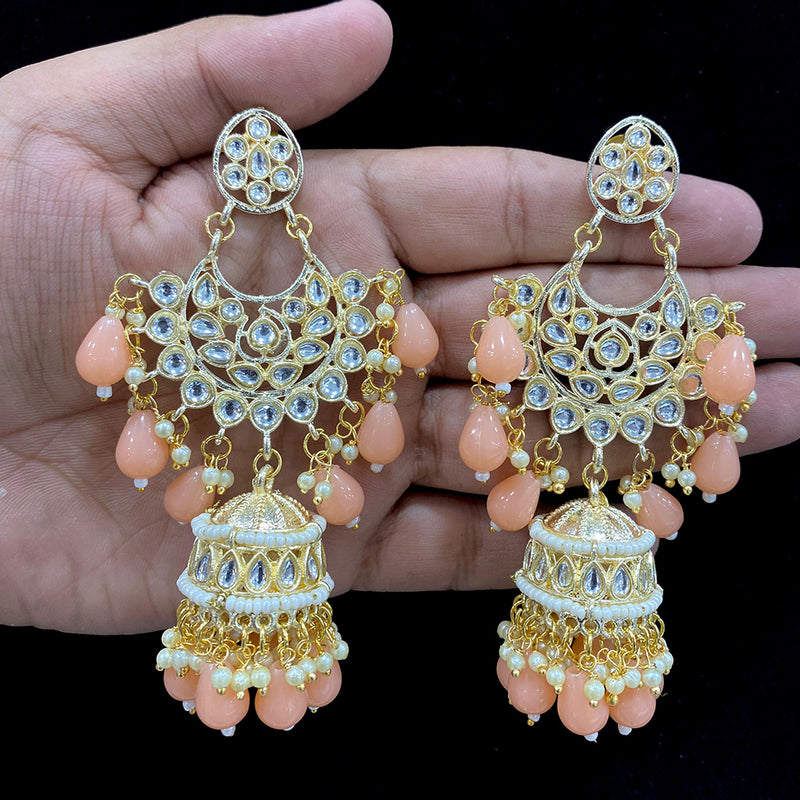 Shagna Gold Plated Kundan Stone Jhumki Earrings