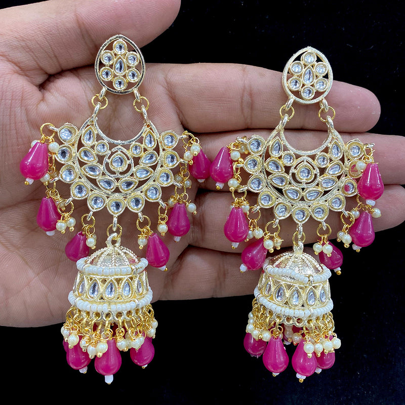 Shagna Gold Plated Kundan Stone Jhumki Earrings