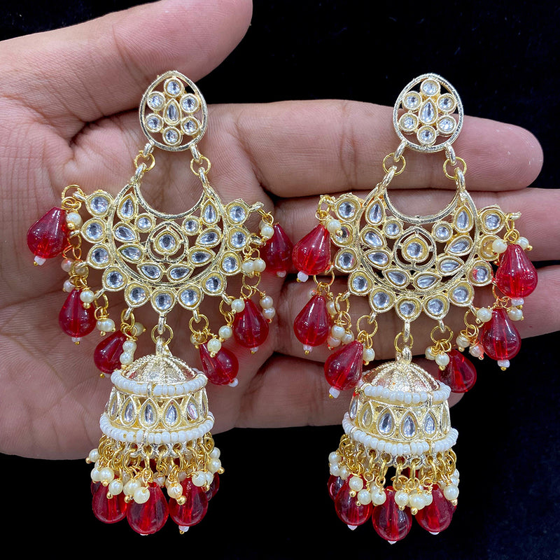 Shagna Gold Plated Kundan Stone Jhumki Earrings