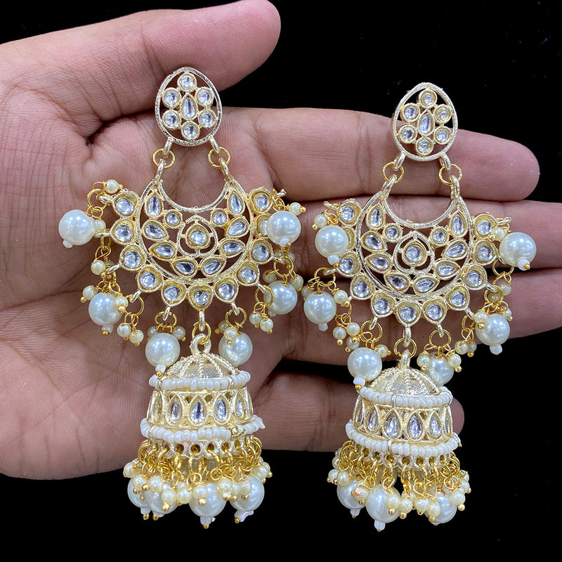 Shagna Gold Plated Kundan Stone Jhumki Earrings