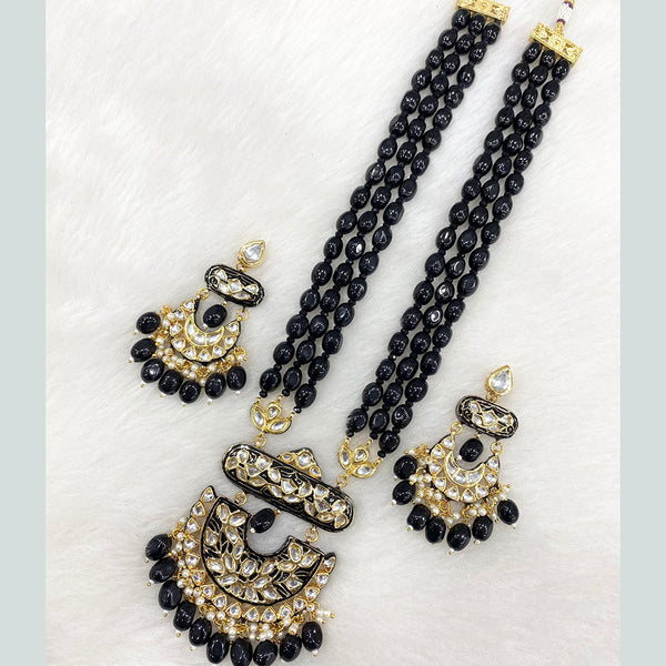 Shagna Gold Plated Kundan Stone And Beads Necklace Set