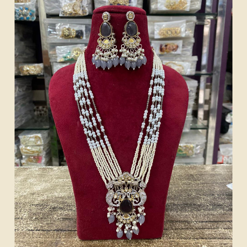 Shagna Gold Plated Pearl Long Necklace Set