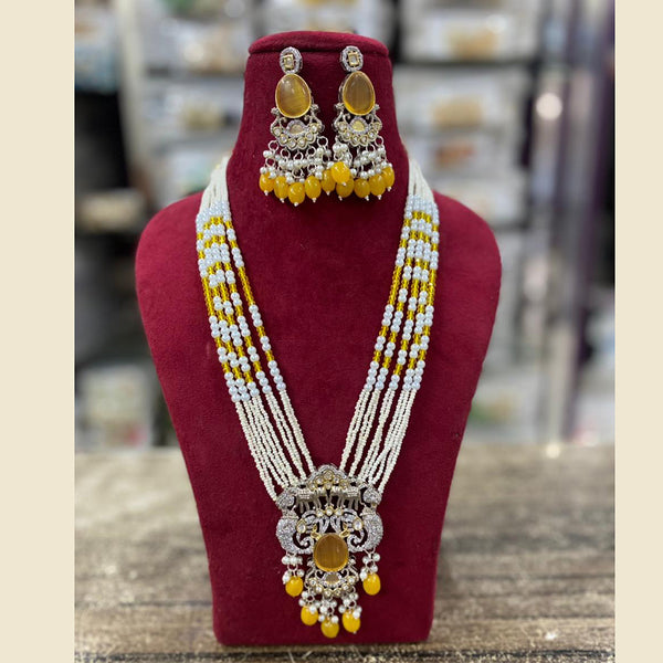 Shagna Gold Plated Pearl Long Necklace Set