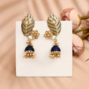 Shagna Gold Plated Kundan Stone And Meenakari Jhumki Earrings