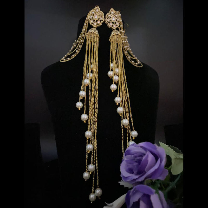 Shagna Gold Plated Pearls Dangler Earrings