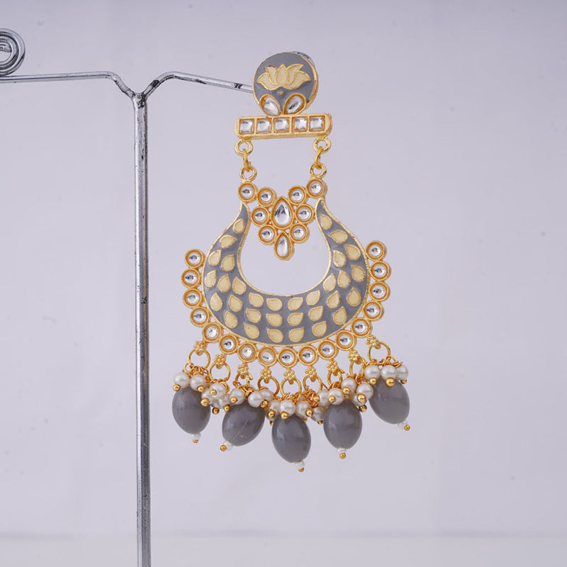 Shagna Gold Plated Meenakari And Pearls Dangler Earrings