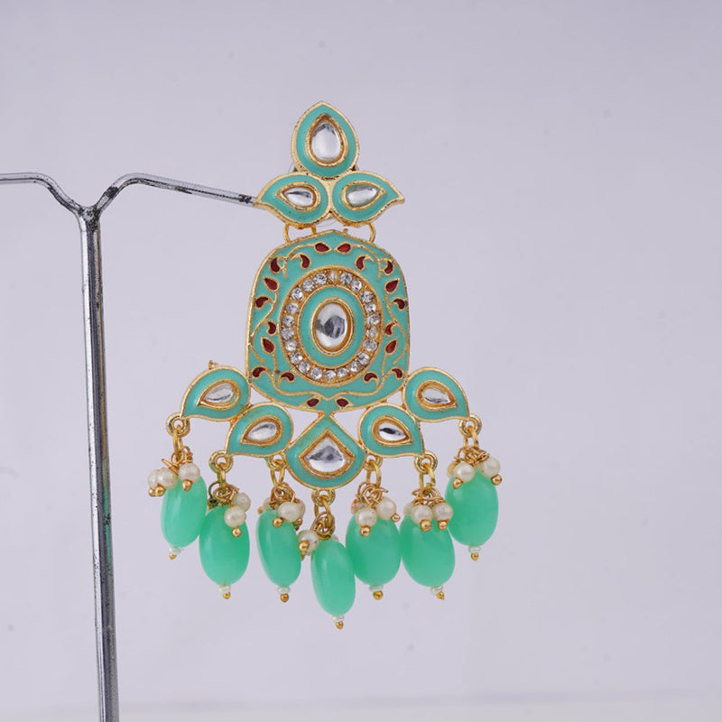 Shagna Gold Plated Meenakari And Pearls Dangler Earrings