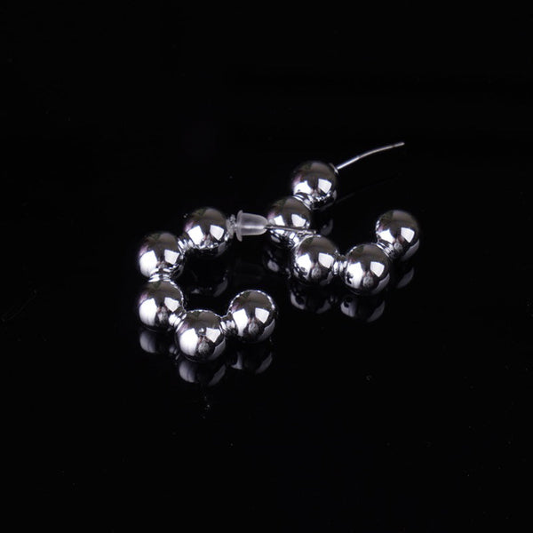 Shagna Black Polish Plated Beads Studs Earrings