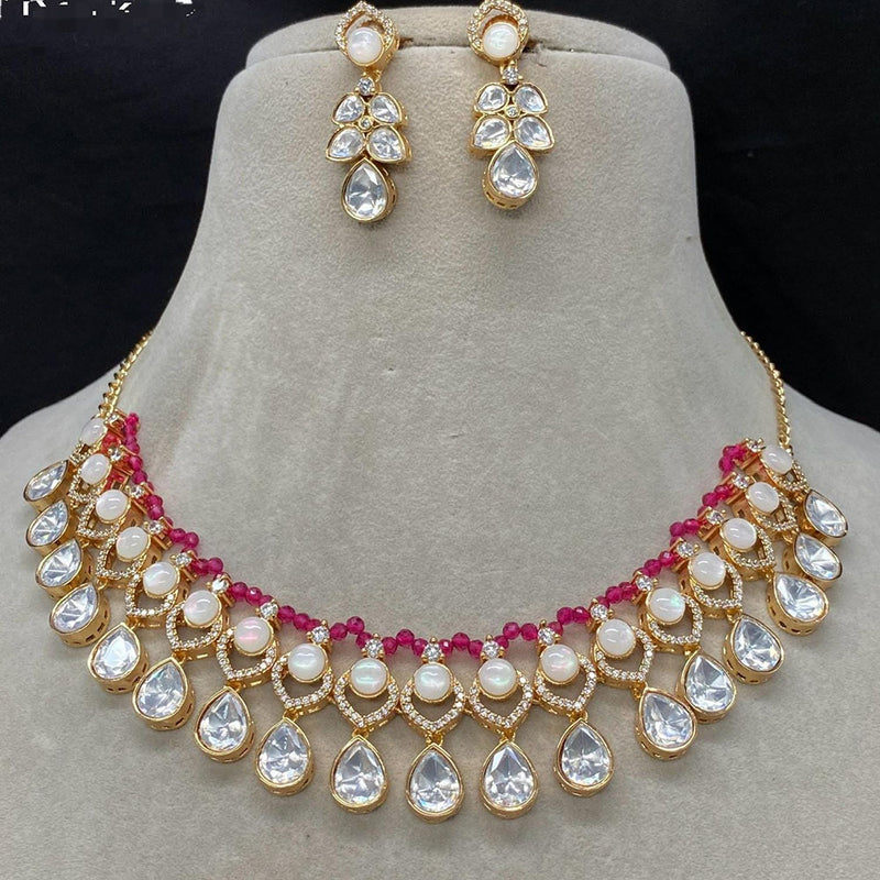 Shagna Gold  Plated Polki  Kundan Necklace Set